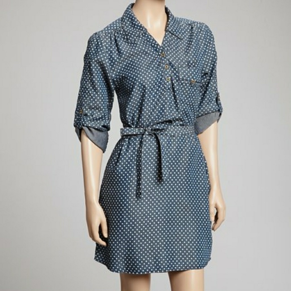 Sold Out Velvet Heart Polka Dot Denim Dress XS